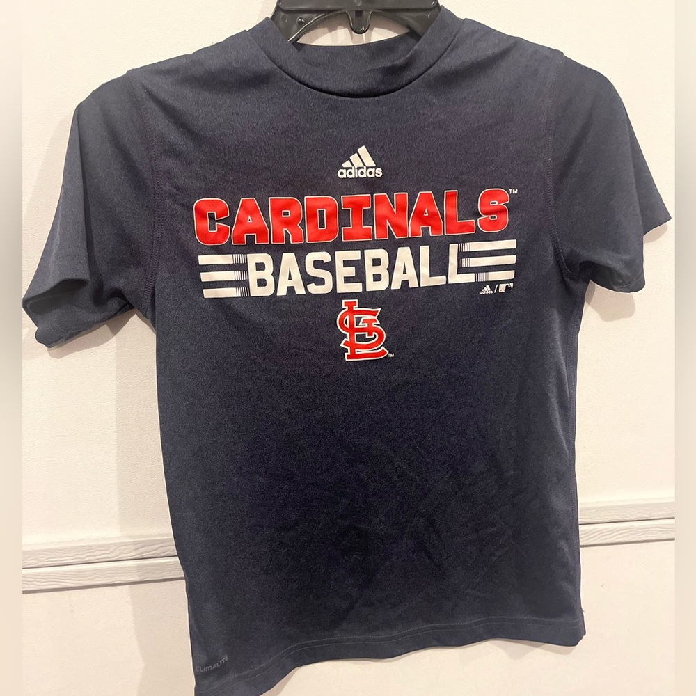 St. Louis Cardinals Baseball STL Dark Blue Athletic Adidas Tee Boys S (8)